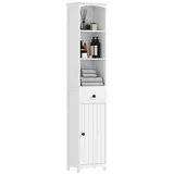 Homcom Badezimmerschrank Hochschrank 34 x 24 x 170,5 cm Weiß MDF