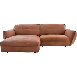 BeType Eckcouch Leder 2-Sitzer Braun
