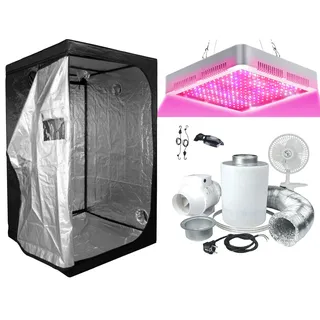SUPACROP Grow-Box Komplettset LED 200W Growzelt Vollspektrum Indoor Kit 60 x 60 x 140 cm / 80 x 80 x 160 cm mit Aktivkohlefilter Abluft und Ventilator