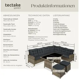 Tectake tectake® Rattan Lounge, für 6 bis 8 Personen, widerstandsfähig