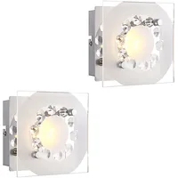 GLOBO Wandleuchte Wandlampe Schlafzimmerleuchte Wohnzimmer K5 Kristalle, Glas Chrom,