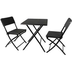 Klappbares Balkonmöbel Set 3-teilig, 2x Balkonstühle + 1x Balkontisch, Rattan-Optik