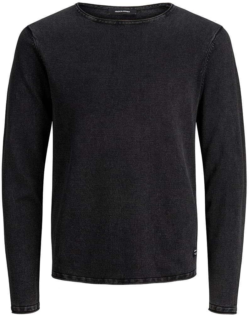 JACK & JONES Herren Jjeleo Knit Crew Neck Noos Pullover, Caviar, S EU