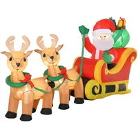 Homcom Aufblasbarer Weihnachtsmann mit Rentieren, 6 LEDs, 240 cm