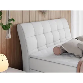 MKS Meble Boxspringbett Polsterbett mit Bettkästen Multipcket Matratze Doppelbett Kopfteil - GOLD 10 KING - 180x200cm - Weiß Kunstleder - H3 - Weiß