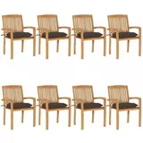 vidaXL Stapelbare Gartenstühle mit Kissen 95,5 x 59 x 26 cm braun 8 St.