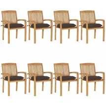 vidaXL Stapelbare Gartenstühle mit Kissen 95,5 x 59 x 26 cm braun 8 St.