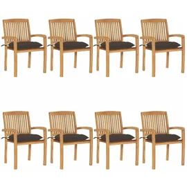 vidaXL Stapelbare Gartenstühle mit Kissen 95,5 x 59 x 26 cm braun 8 St.
