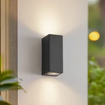 LUCANDE Außenwandleuchte Aluminium 16,5 cm 2-flammig GU10 schwarz