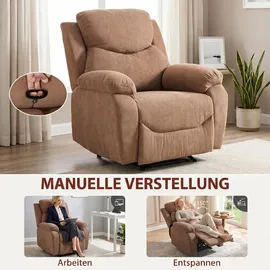 Homcom Fernsehsessel mit Liegefunktion Leinenoptik 88 x 102 x 93 cm Grau mit Kissen