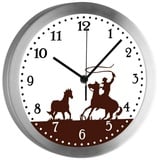 CreaDesign Funkwanduhr Funkuhr, Kinder Wanduhr, Kinderuhr, Kinderzimmer Cowboy Pferd braun (geräuscharmes Uhrwerk) braun