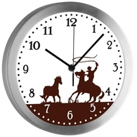 CreaDesign Funkwanduhr Funkuhr, Kinder Wanduhr, Kinderuhr, Kinderzimmer Cowboy Pferd braun (geräuscharmes Uhrwerk) braun