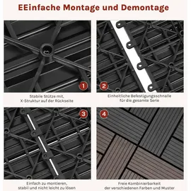 Woltu WPC Terrassenfliese Holzoptik Anthrazit 30 x 30 cm 22 St.