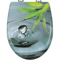 WOLTU WC Sitz mit Absenkautomatik Toilettensitz aus Duroplast Klodeckel Toilettendeckel antibakteriell O-Form Hellgrünes Blatt