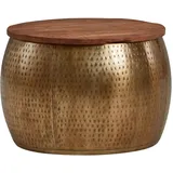 Wohnling Couchtisch Gold Mango 60 x 60 x 40 cm