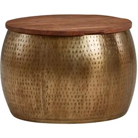 Wohnling Couchtisch Gold Mango 60 x 60 x 40 cm