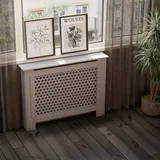 Hago Heizkörperverkleidung Holz 112x19x82cm Grau Wabenmuster