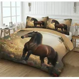 CEDNXOER Bettwäsche 135x200cm,2 teilig Blumengarten Tiere, Wende Bettwäsche-Set Pferd Bettbezüge, Weiche Angenehme Mikrofaser mit Reißverschluss Bettbezug und 1 Kissenbezüge 80x80 cm