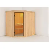Karibu Sauna Innensauna Saja ohne Zubehör 196x151x198 cm) ohne Dachkranz, mit Bronzierter Tür