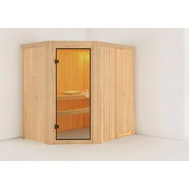 Karibu Sauna Innensauna Saja ohne Zubehör 196x151x198 cm) ohne Dachkranz, mit Bronzierter Tür