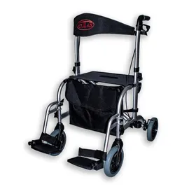 Antar Aluminium Hybrid Rollator Rollstuhl 2 in 1 silber