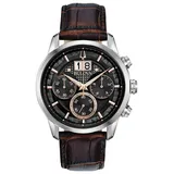 Bulova Herren Analog Quarz Uhr mit Leder Armband 96B311