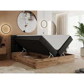 MKS Meble MKS Boxbett, Schwarz, Textil, 2-Sitzer, H4, 7-Zonen, Rechteckig, 180x200 cm, Schlafzimmer, Betten, Boxspringbetten