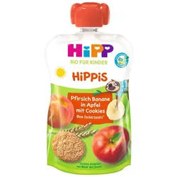 Hipp Bio Hippis Pfirsich-Banane in Apfel mit Cookies ab 1 Jahr 100G