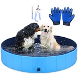 Icelus 140 * 30 cm Hundepool,Faltbarer Hunde Planschbecken Swimmingpool Katzen Hundebadewanne Pool Für Hund Katze PVC Rutschfester Haustier Badewan