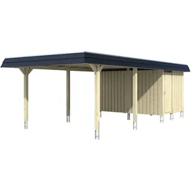 SKANHOLZ Carport Wendland 4,09 x 8,70 m nussbaum mit Abstellraum