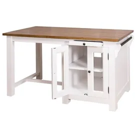 Casa Padrino Küchenbuffet Landhausstil mit 4 Glastüren und 2 Schubladen 150 x 85 x 80 cm Weiß / Dunkelbraun