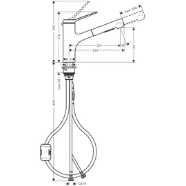 Hansgrohe Zesis M33 Einhebel-Küchenmischer 150 Ausziehbrause, 2 Strahlarten,