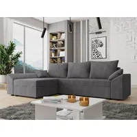 MIRJAN24 Ecksofa Dante L Cord, Eckcouch, Couch mit Bettkasten und Schlaffunktion, L-Form, Wohnzimmer (Farbe: Poso 22) - Grau