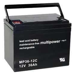 Multipower AGM BLEI AKKU 12V 36Ah kompatibel 48V GREENSAVER SP38-12 38Ah 6-DM-36 33Ah 20HR