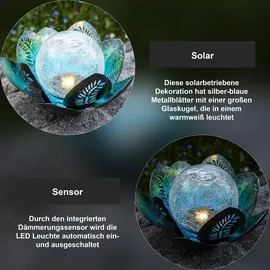 Star Trading Solarleuchte Glas 12,0 cm inkl. Dämmerungssensor grün/blau/silber