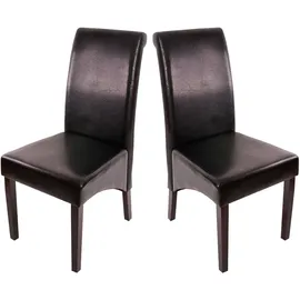 Mendler 2er-Set Esszimmerstuhl Küchenstuhl Stuhl M37 Leder, schwarz, dunkle Füße