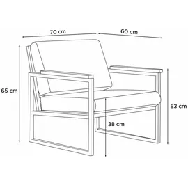 Konsimo Konsimo® Gartensessel, Anthrazit, Grau, Metall, Textil, Holz, 70x65x60 cm, Hergestellt in Europa, Loungemöbel, Lounge-Sessel