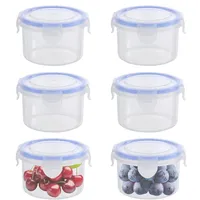 Torytoe Frischhaltedosen mit Deckel, 6 Stück 300ML Rund Kunststoffbehälter Vorratsdosen Transparent Gefrierdosen Plastikschüssel Auslaufsicher Auslaufsicher und Stapelfähig (Rund 300 ml)