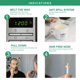 Yoffee Original Yoffee Nose Wax Kit - Hair Removal Set - Männer und Frauen - Nasenhaarentferner - Bio Bienenwachs - Nasenwachs mit 10 recyclebaren Applikatoren - Parabenfrei - 100g - Made in Spain
