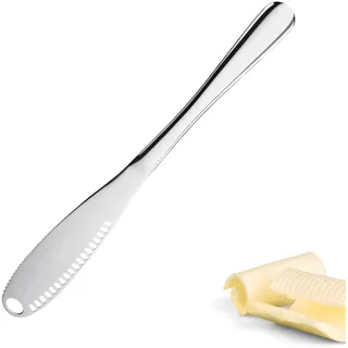 Westmark Buttermesser- & Dekoriermesser, 1 Stk. – Messer mit Wellenschliff & Schlitz-Struktur für Butterlocken, Garnieren, Schneiden – Silber, 15 cm
