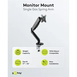 goobay Monitorhalterung mit Gasdruckfeder für Monitore zwischen 17 und 32 Zoll Schwarz