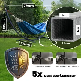 Potenza Outdoor Hängematte mit Gestell für 2 Personen I Baumwolle Doppelhängematte XXL 220x160, 200kg I Hängemattengestell 220kg, wetterfest - Beige