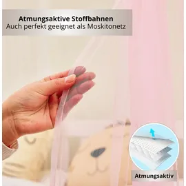 ALAVYA HOME 4 tlg. Deko-Set Polyester 150x340cm - mit Lichterkette I Rosa - Rosa