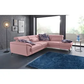 sit&more Ecksofa SIT & MORE "Percy L-Form", rosa (altrosa), B:270cm H:77cm T:235cm, Sofas, Ecksofa, 12 cm Fußhöhe, Sitztiefenverstellung, wahlweise in 2 Fußfarben