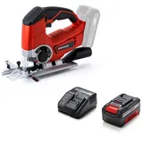 Einhell Akku-Stichsäge TE-JS 18 Li Power X-Change (Li-Ion, 18 V, max. 80 mm Schnitttiefe, 4-Stufen Pendelhub, Absaugadapter, Parallelanschlag, LED-Licht, inkl. 4,0 Ah Akku und Ladegerät)