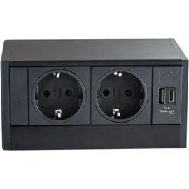 EVOline R-Dock Steckdosenelement 2 x Schuko, USB-A, - C Charger schwarz