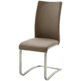 Livetastic Schwingstuhl, Edelstahl, Cappuccino, Metall, Leder, Füllung: Schaumstoff, Flachrohr, 43x103x52 cm, Esszimmer, Stühle, Esszimmerstühle, Schwingstühle