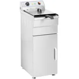 Royal Catering Friteuse Fritteuse mit Unterschrank (Kapazität 16 L, 6000 W, 400 V, 60–200 °C, 34 x 53 x 94 cm, Edelstahl, inkl. Korb und Deckel)