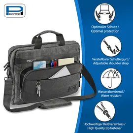 PEDEA Laptoptasche URBAN-NICE Notebook Umhängetasche mit Tablet Fach, grau 17,3 Zoll