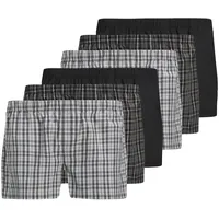 JACK & JONES Web-Boxershorts 6er Pack in Schwarz/Grau S